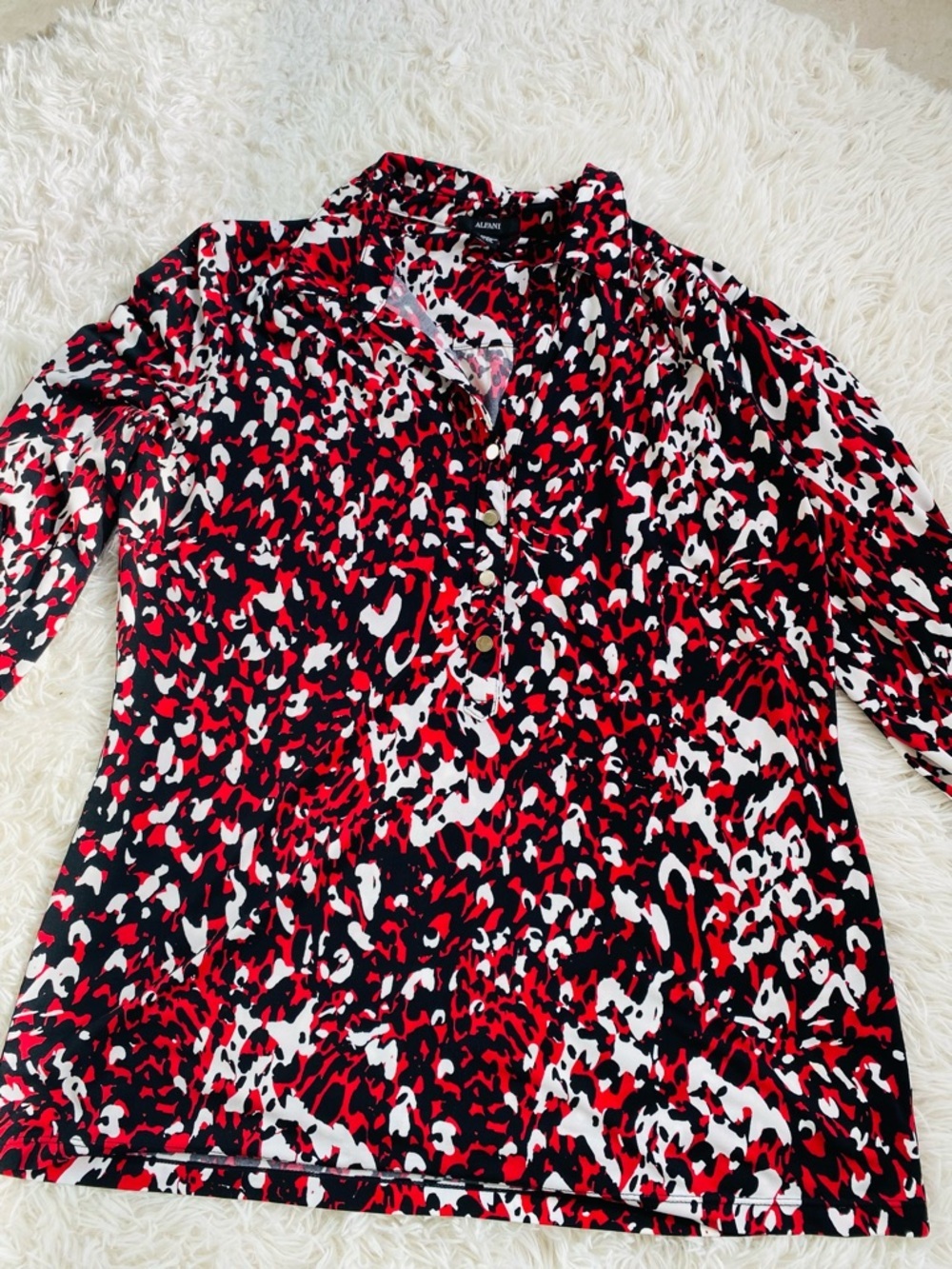 Alfani Red, Black & White Animal Print Blouse Size  xl